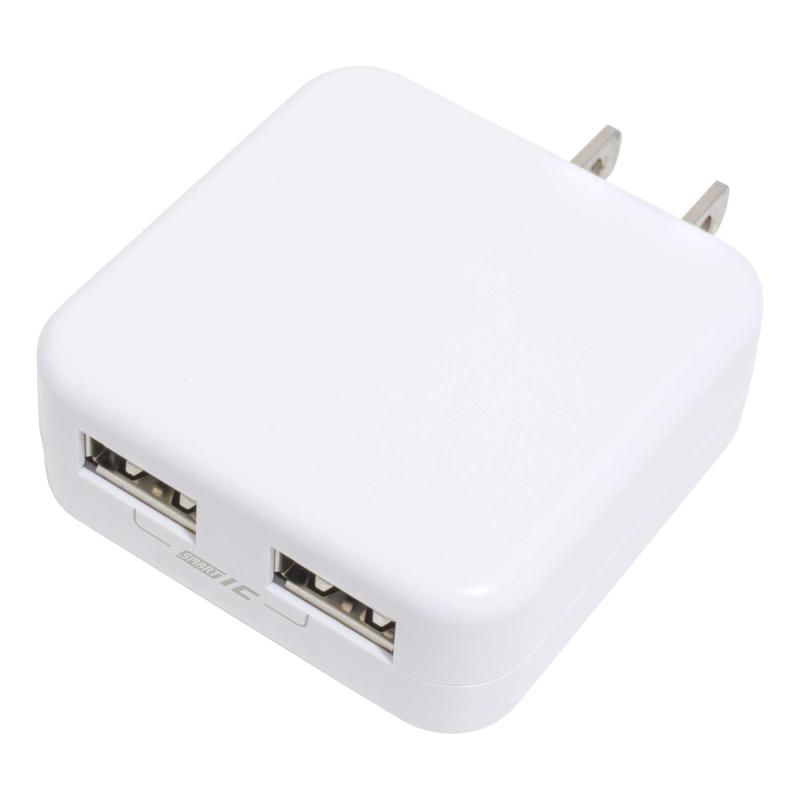 KYOHAYA usb 充電器 薄型 2ポート 2.4A 急速 ACアダプター iPhone/iPad/Android対応 折畳式プラグ Smart IC 搭載 安全 軽量 コンパクト 海外対応 JK2400IQ (ホワイト)