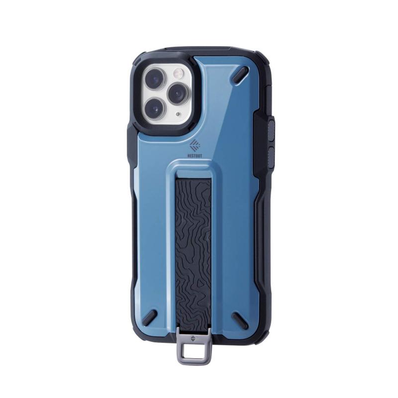 エレコム iPhone 11 Pro ケース アウトドア NESTOUT Trekking 指を通せるベルト付 すばやく着脱可能な専用ホルダー付属 スモーキーブルー PM-A19BNESTTBU