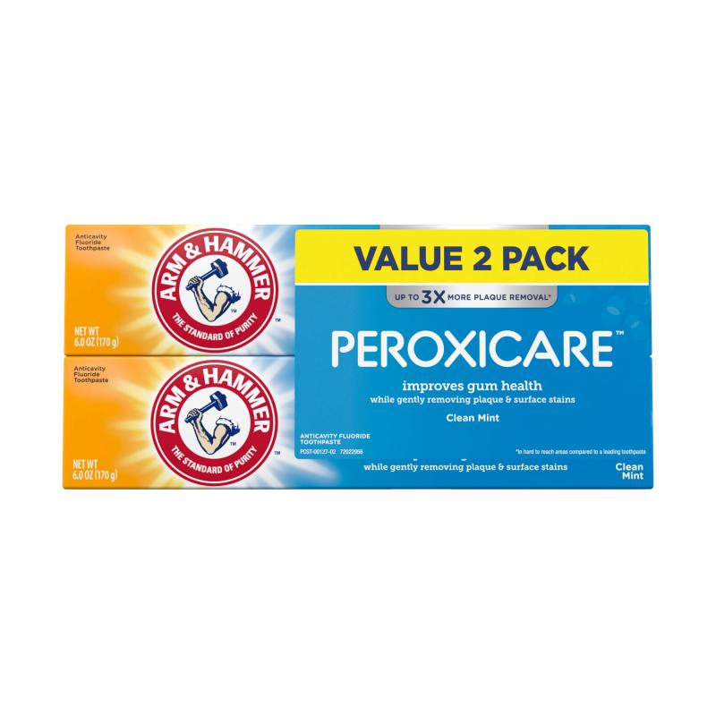 2x Arm Hammer PeroxiCare, Baking Soda Peroxide Toothpaste with Tartar Control, Mint, 6-Ounce Tubes - direkt USA by Arm Hammer