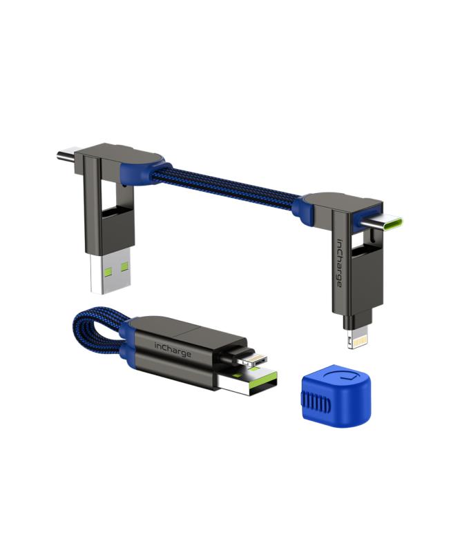 Rolling Square (ローリングスクエア) inCharge X (インチャージX) ポータブルキーホルダー充電ケーブル 6つの機能が1つに マルチ充電ケーブル 100Wの超高速充電パワー サファイアブルー