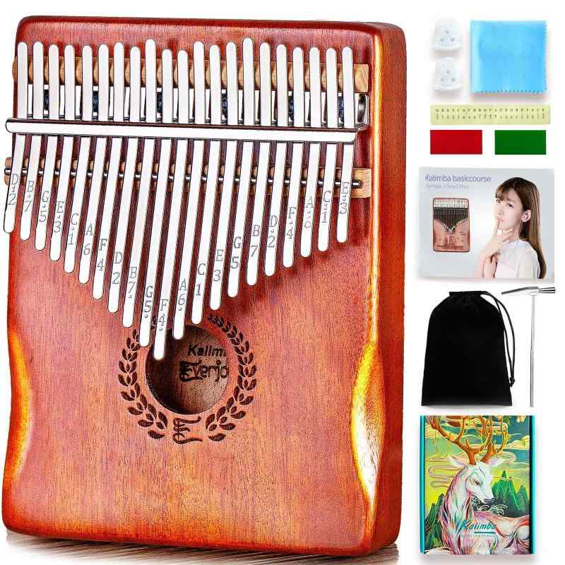 カリンバ 17 キー マホガニー チューニング 初心者向けの楽器セット付き親指ピアノ kalimba 子供 大人へのギフト All in One Kit