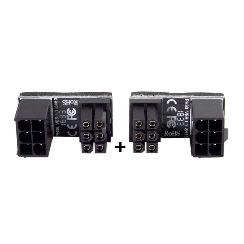 Cablecc ATX 6Pin Female to 6pin Male 180 Degree AngledPower Adapter for Desktops Graphics Card