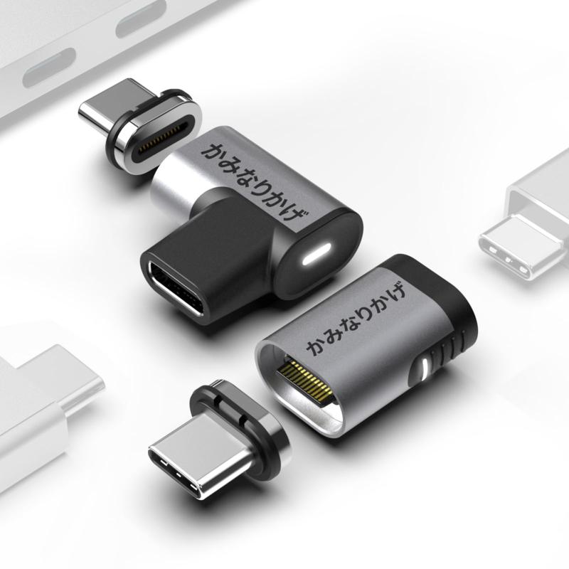 磁気USB Cアダプタ 2個セットの直角USB C磁気アダプタ24ピンC型コネクタPD 100 W急速充電8 K 40 Gb/sデータ転送ビデオ出力 MacBook及びより多くのUSB Cデバイスに適用