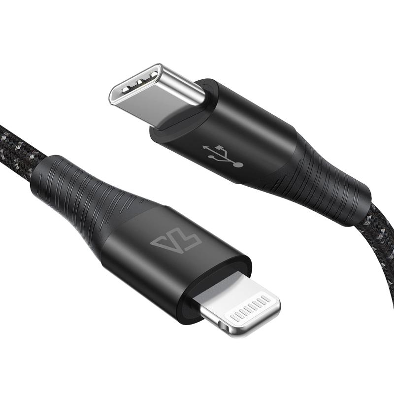 Teleadapt USB C to Lightning ケーブル 【MFi認証取得 3A急速充電 】編組ナイロン PD急速充電ケーブル iPhone 13/12/12 Pro/12 mini/12 ProMax、iPhone 11 Pro Max XR XS Max,iPhone X/iPhone 8 8 Plus などに対応 1.8M