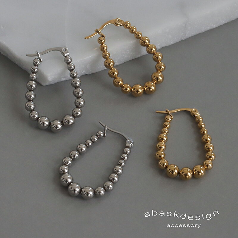 ピアス フープピアス つぶつぶボールフープピアス オーバル 金属アレルギー対応 サージカルステンレス 316L 18K つけっぱなし 金アレ対応 レディース メンズ オフィスカジュアル 普段使い カジュアル シンプル
