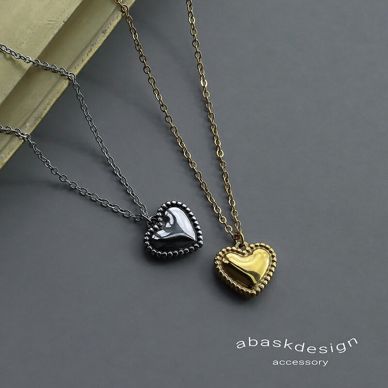 ネックレス 金属アレルギー対応 ハートペンダントネックレス 18K K18 ステンレス つけっぱなし 小豆チェーンレディース ミドル ネックレス シンプル かわいい ハート カジュアル ヴィンテージ風 トレンド ブランドのサムネイル