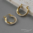 ピアス ヒネリパールフープピアス ピアス キャッチレス フープピアス 金属アレルギー対応 大きめ ピアス ゴールドピアス 大ぶり 揺れる フープ ピアス 高見え おしゃれ 小粒 大人 上品 キレイめ 結婚式 パーティ 2次会 冠婚葬祭 ギフト プレゼント
