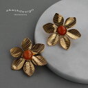 ピアス 天然石 オレンジトパーズ フラワーピアス18K レディース 天然石 トパーズ 大きめ ピアス 花 金属アレルギー パワーストーン 華やか ゴールド ピアス 大きめ フラワーピアス ステンレス製 上品 プレゼント