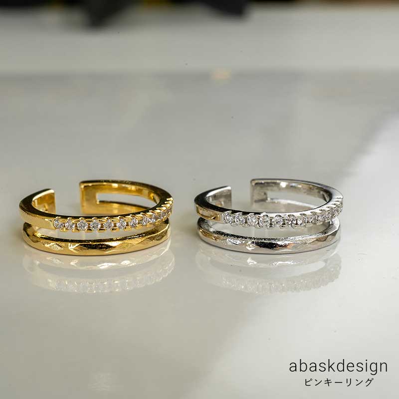 ダブルピンキーリング　オープンリング　シルバー　ゴールド　ファランジ　重ねづけ　女性　ニュアンスのサムネイル