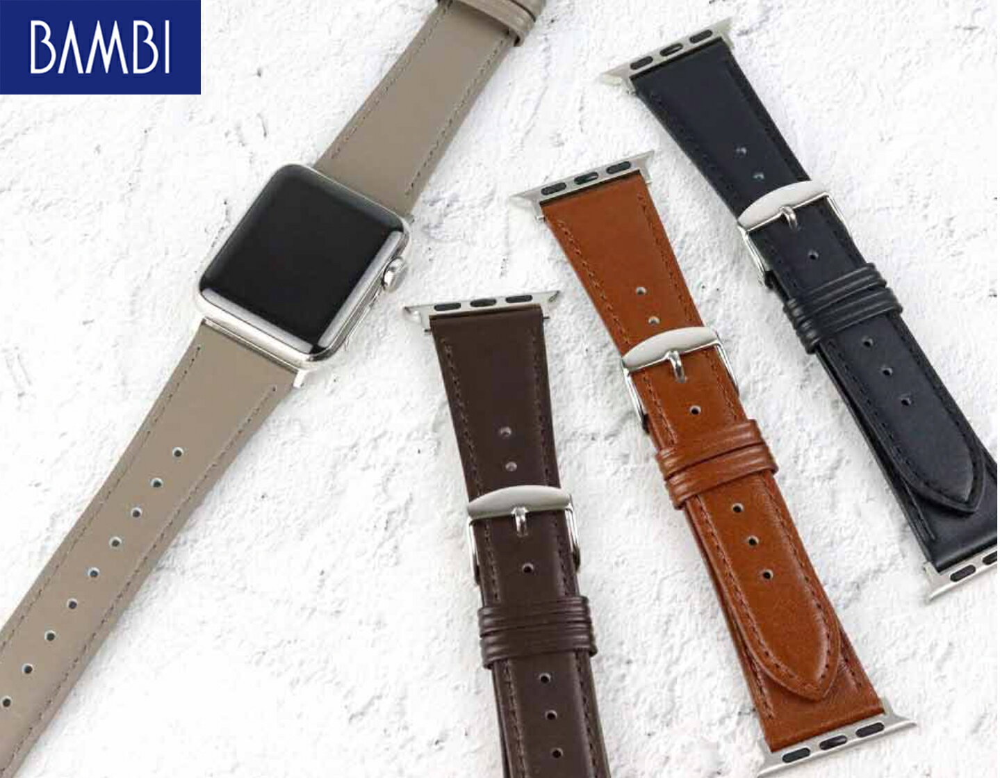 Ladies - アップルウォッチ Apple Watch 腕時計 ベルト 時計 バンド BAMBI バンビ 牛革 革 38mm 40mm 41mm 42mm 44mm 45mm 交換 RWC027 RWC028