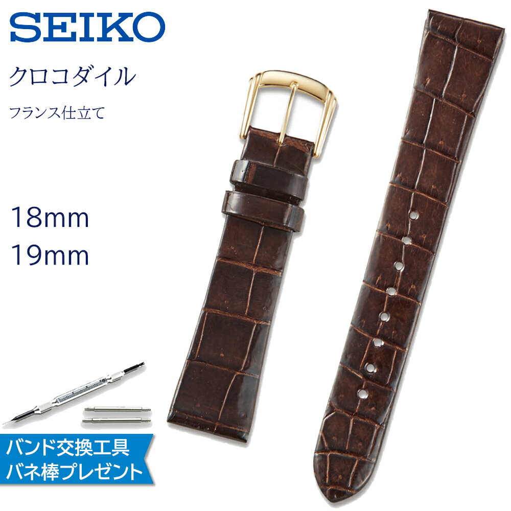 腕時計 ベルト 時計 バンド SEIKO セイコー 純正 ワニ クロコダイル 18mm 19mm 革 革ベルト 腕時計ベルト 時計バンド 交換 替えベルト DFA5 DFA6