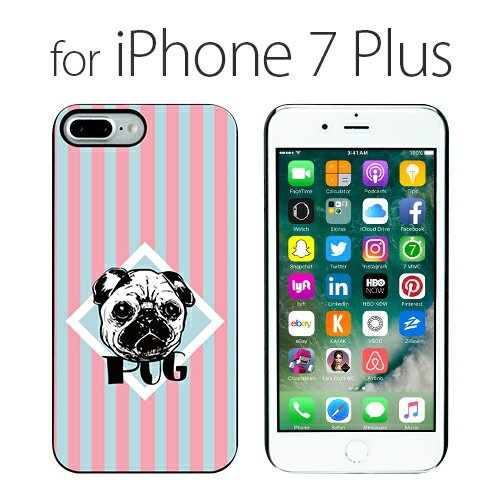 Rakuten - iPhone 8 Plus / 7 Plus ケース Dparks ブラックケース ストライプ パグ（ディーパークス）アイフォン カバー イヌ スマホケース アイホン7プラスケース アイホンセブンプラスケース アイフォンケース iPhoneケース
