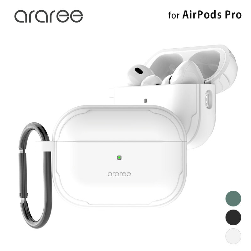 araree Airpods Pro 第2世代 USB-C ハイブリッド ケース ハード DUPLE エアーポッズプロ 第2世代 第1世代 カバー 保護ケース スピーカーホール カラビナ 付属 ストラップホール 耐衝撃 落下防止 セパレート おしゃれ 韓国 aripods pro2 Lightning