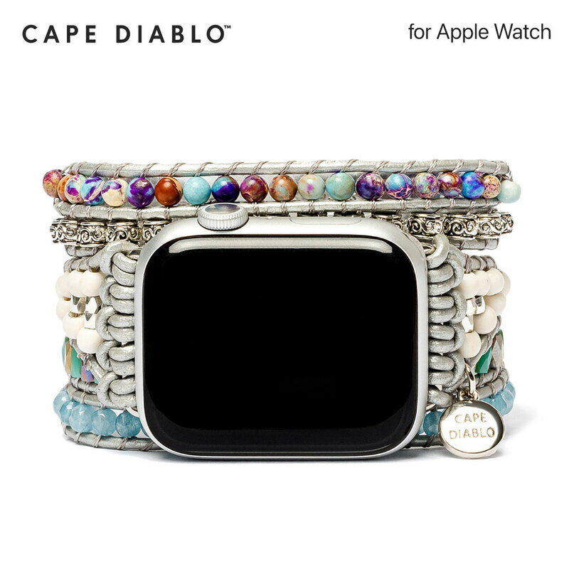CAPE DIABLO アップルウォッチ 多重巻きバンド オーシャンジャスパー M/Sサイズ for Apple Watch 49mm,..