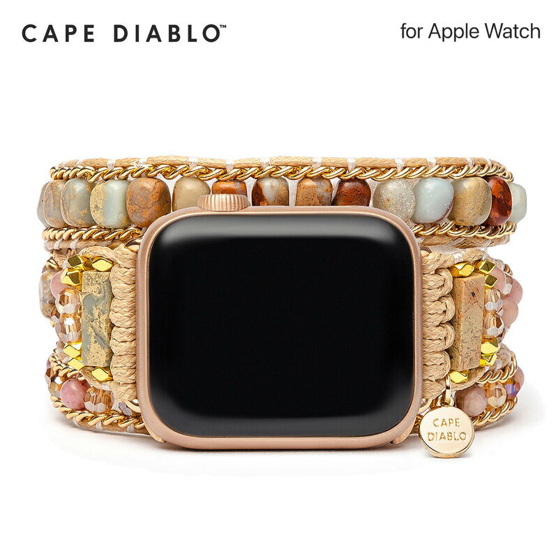 CAPE DIABLO アップルウォッチ 多重巻きバンド スイートジャスパー M/Sサイズ for Apple Watch 49mm, 45/44/42/41/40/38mm (Ultra2/1,Series9-1,SE) 交換ベルト ブレスレット ドレッシー リストバンド 天然石 レディース ハンドメイド ストラップ スイートジャスパー