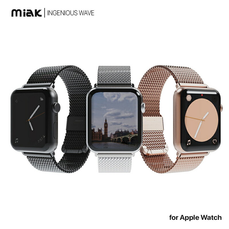 【訳あり アウトレット】 Apple Watch メタルバンド miak CLIP MESH BAND アップルウォッチバンド for Ultra 49mm, 45-38mm (Series 1-8,SE)