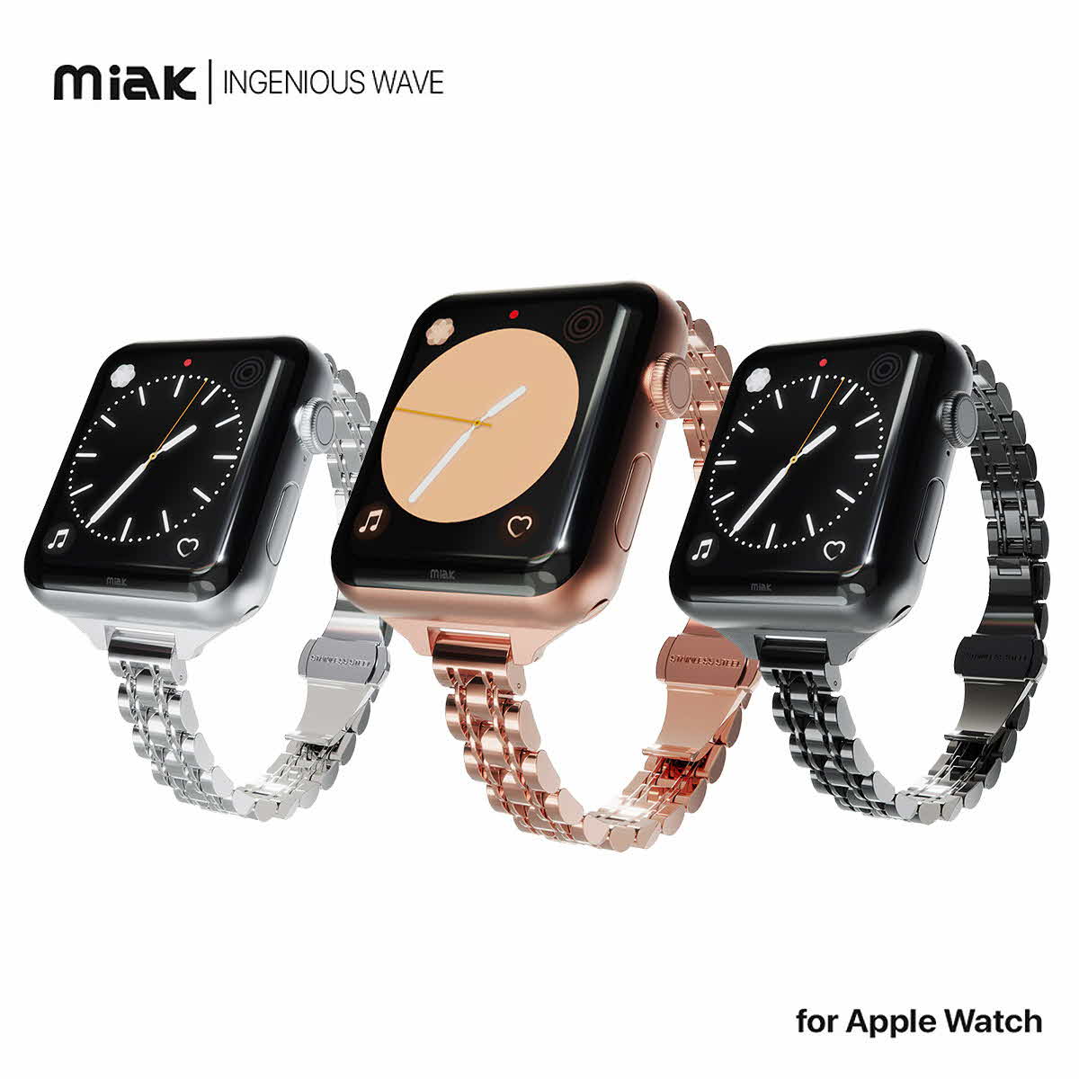 アップルウォッチ バンド ステンレス 細い miak JUBILEE METAL BAND for Apple Watch Ultra 49mm, 45-38mm (Series 1-8,SE) [ ステンレススチール メッシュベルト 交換バンド ] apple watch バンド レディース おしゃれ ブランド