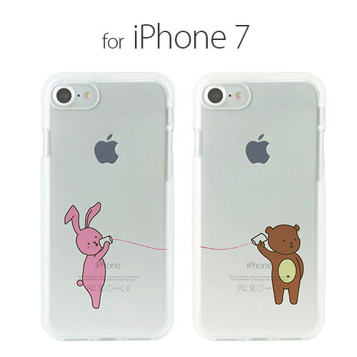 樂天商城 - iPhone 8 / 7 ケース Dparks ソフトクリアケース 糸電話（ディーパークス）アイフォン カバー ウサギ クマ