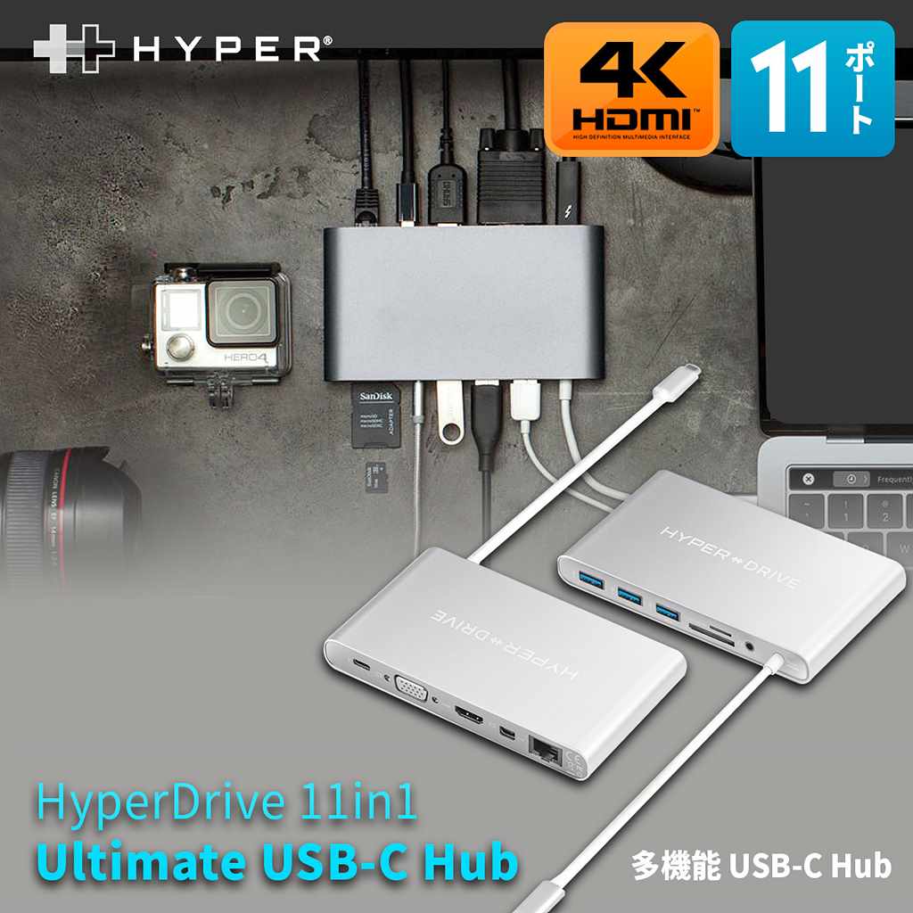 yKiz HyperDrive 11in1 Ultimate usb nu |[g USB-Cnu Hyper | Macbook Pro Air iPad windows 4k HDMI ϊ A_v^ DP VGA C[Tlbg lan SDJ[h[_[ 3.5mm Cz USB 3.1 x 3 USBC x 1 HUB microSD pd Ή 60w [d ݑ e[N ItBX