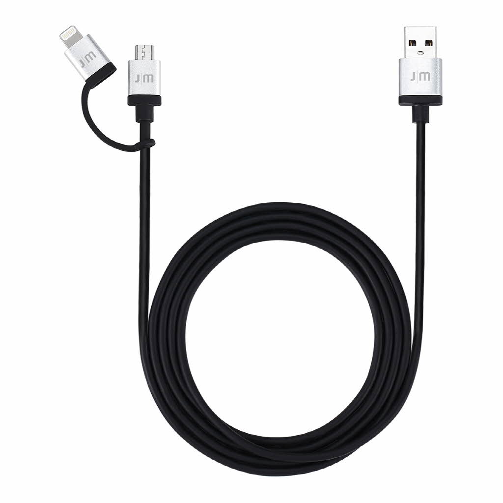 MFi認証 ライトニング＆micro-USB 変換ケーブル Just Mobile AluCable Duo（ジャストモバイル アルケーブルデュオ）1.5M 2in1タイプ アルミ製 充電 データ転送対応