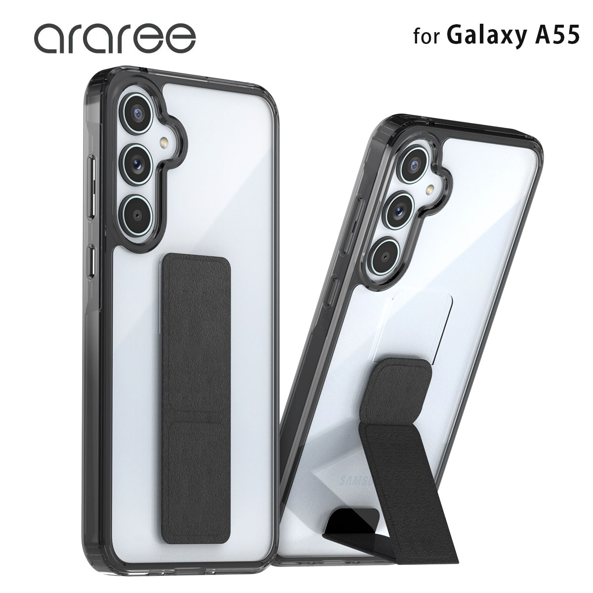 樂天商城 - [Galaxy A55 5G対応] DUPLE S スマホケース クリアブラックgalaxyケース ギャラクシー サムスン スマホスタンド スマホグリップ スマホホルダ スマホ置台