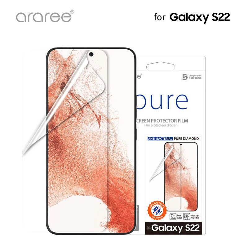 乐天商城 - ＜サムスンの公式認証品＞Samsung Galaxy S22 5G 自己修復 抗菌 保護フィルム araree 全画面抗菌保護フィルム PURE DIAMOND CLEAR「曲面カバー フィルム貼りサポーター付き」ギャラクシー SC-51C / SCG13 対応