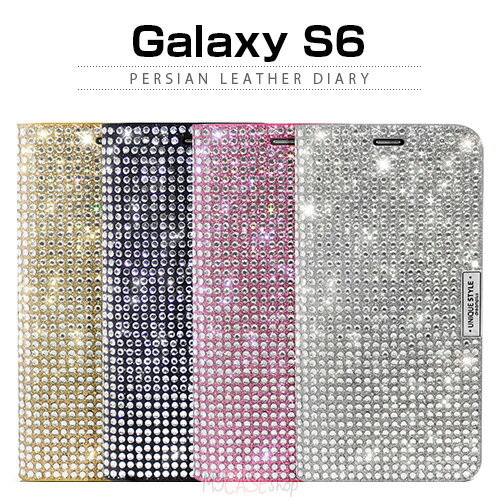Galaxy S6 ケース Dream Plus Persian Leather Diary ラインストーン,きらきら,合皮,レザー,手帳型,カード収納,,galaxy 6 エッジ,ギャ..
