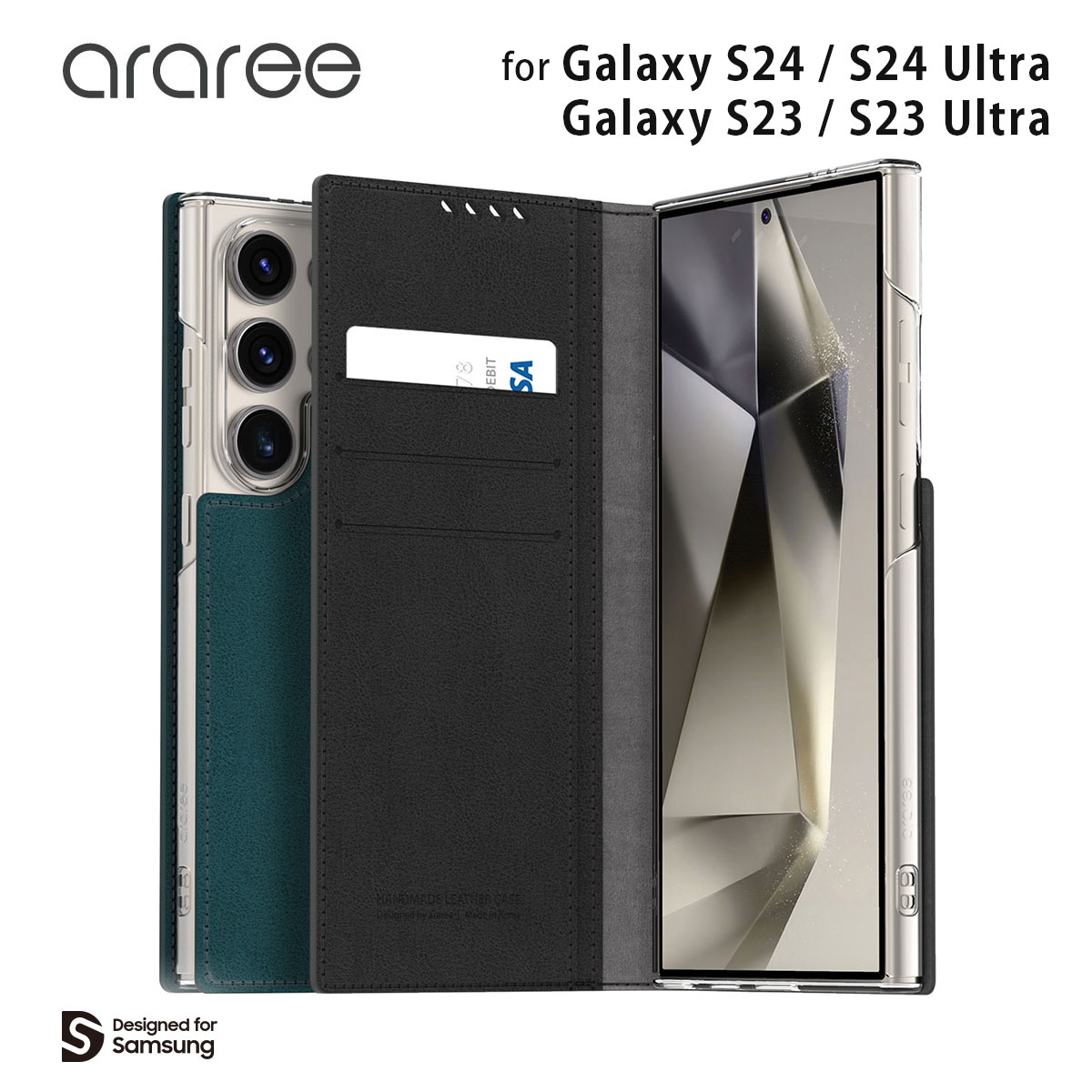 Galaxy S24 / S24 Ultra / S23 / S23 Ultra 手帳型ケース araree Mustang Diary SAMSUNGの公式認証 サムスン ギャラクシー ウルトラgalaxy ダイアリー マスタング カード 収納 財布 韓国 ブランド アラリー SCG25 SC-51E