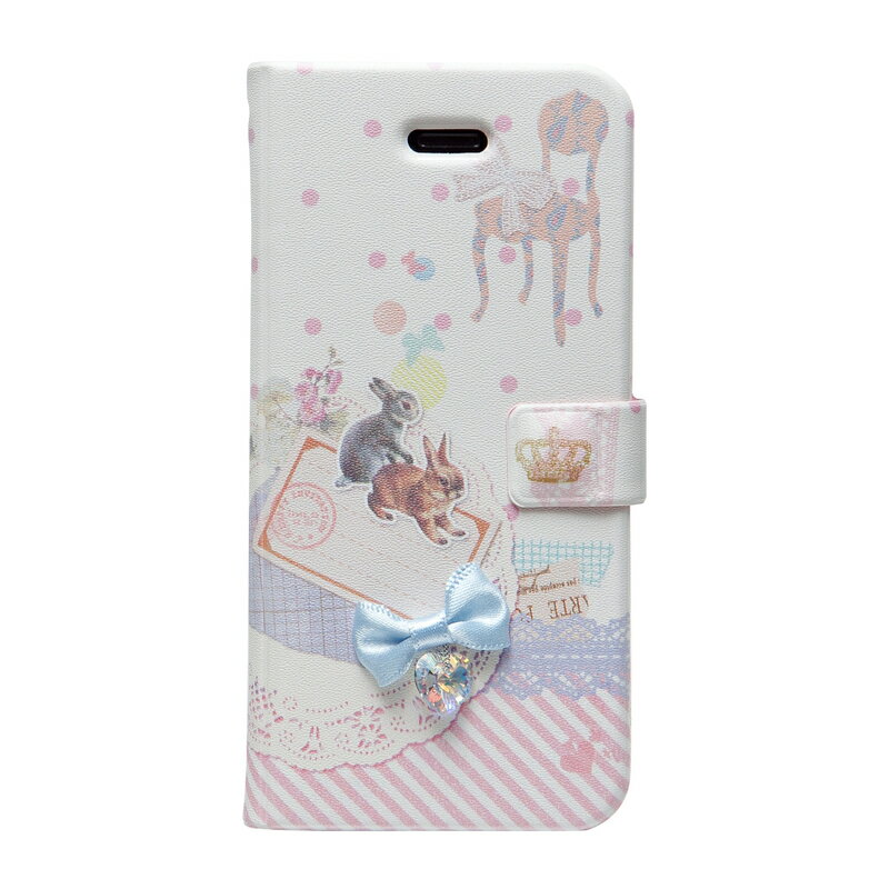 乐天商城 - 【訳あり アウトレット】 iPhone5/5s ケース Happymori Jewelry Pet Rebbit（ハッピーモリ ジュエリーペット ラビット）アイフォン 手帳型