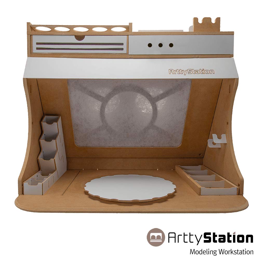 プラモデル製作用ワークステーション Arttystation Whimori（フィモリ）大型プラモデルの塗装 ターンテーブル スプレーブース ブロアファンを最大2基設置可能 58x49.5x44.6cm 11kg