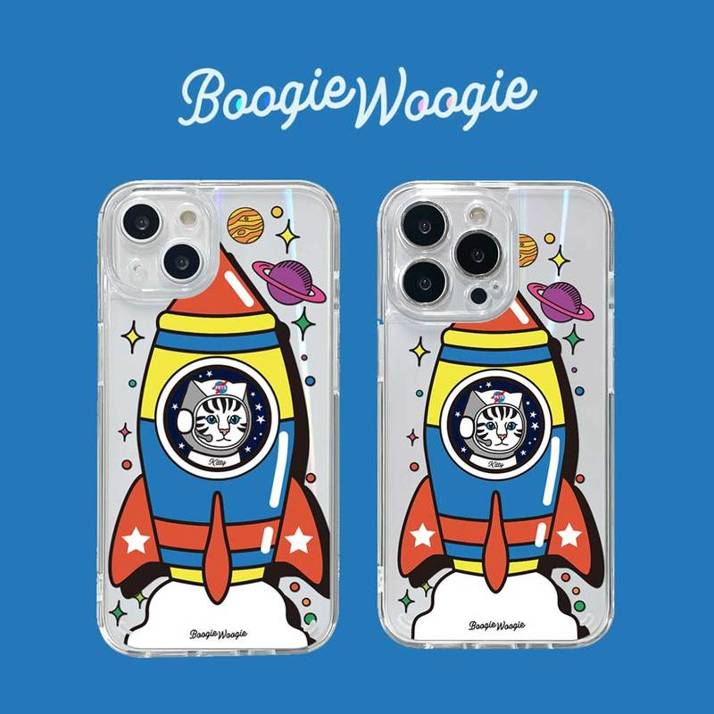  iPhone13 ケース カバー BOOGIE WOOGIE iPhone13Pro iPhone13mini オーロラケース Kitty Rocket | 背面カバー アイフォンケース 13プロ 13ミニ 13pro 13mini ソフト クリア かわいい 耐衝撃 衝撃吸収 韓国 ワイヤレス充電対応 iPhone SE3 第3世代 第2世代 / 7 / 8