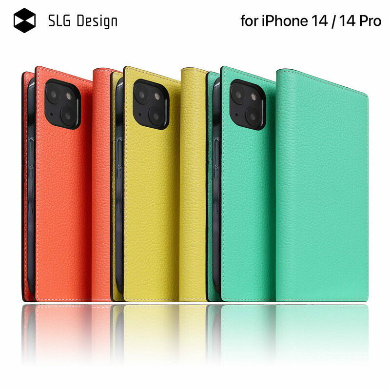 iPhone14 14Pro ケース 手帳型 本革 SLG Design Neon Full Grain Leather Diary Case | iPhone14Pro アイフォン カバー 14 Pro ネオン フルグレイン シボ加工 革製 大人 レザー 手帳 手帳型ケース カード収納 財布 ダイアリー 耐久性 ワイヤレス充電