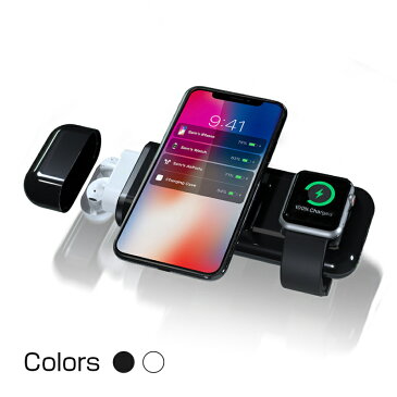 【モバイルバッテリー】 4 in 1 AirPods iPhone Apple Watch iPad 同時充電 All-in-1 for Apple 10000mAh 無線モバイルバッテリー AirAlly（エアーアリー） 急速充電 ワイヤレス充電器 USB-Cポート 18W PD対応