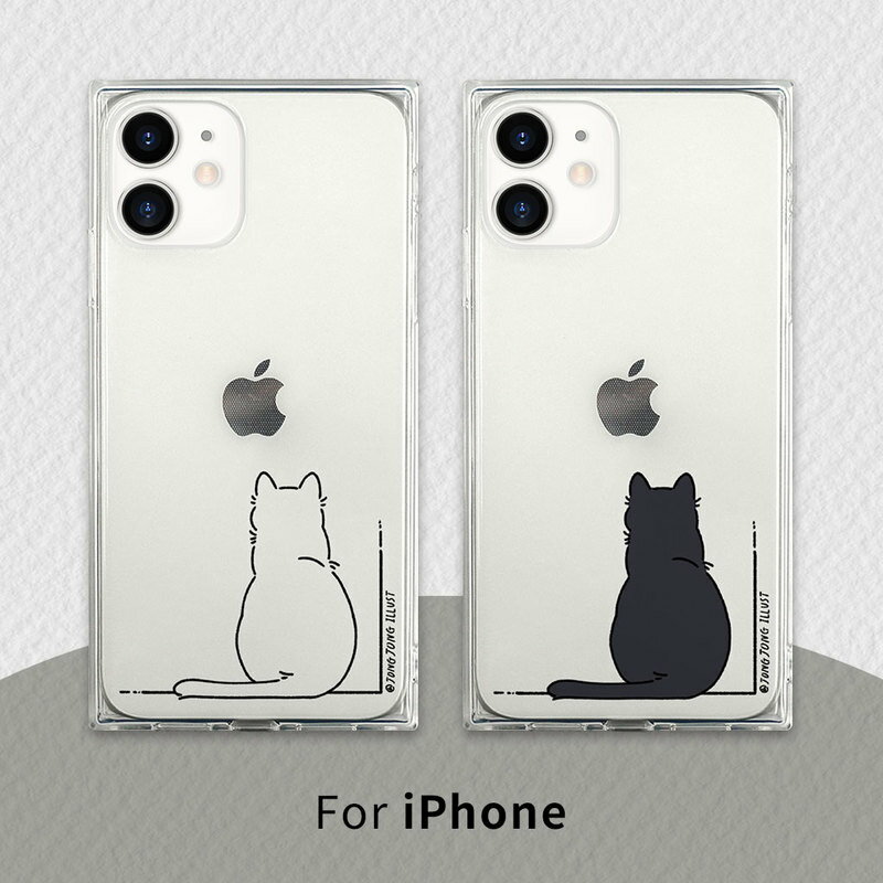 アイフォン 12 ケース mini AKAN ソフトスクエアケース NEKOiphone 12 pro カバー iphone 12 mini ケース 可愛い 背面 かわいい キャラクター アイフォン ミニ 12 ケース 透明 ロゴ ソフト 白猫 黒猫 韓国 おもしろ ブランド