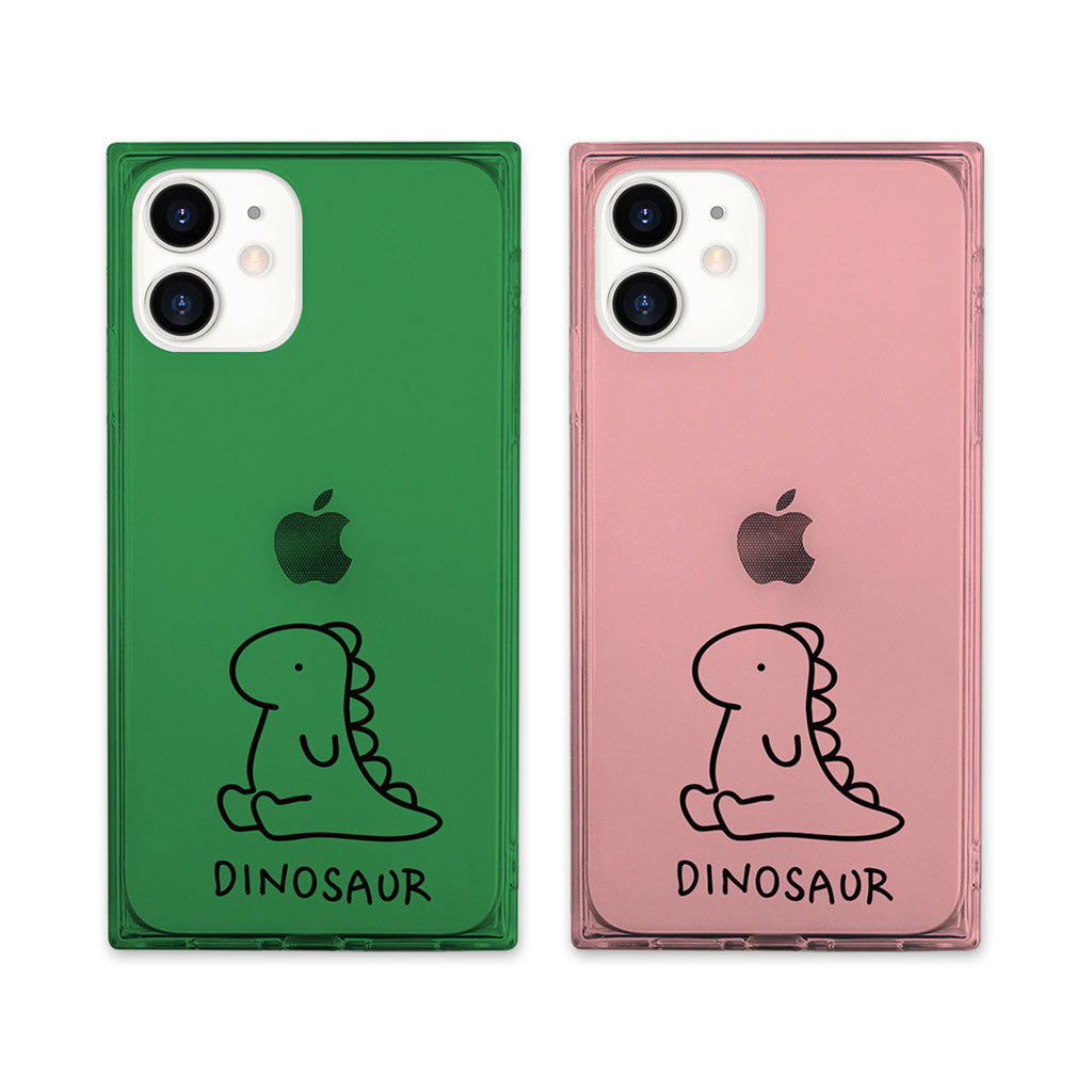 iPhone SE (3세대) 케이스 커버 AKAN 소프트 스퀘어 케이스 다이너소 [iPhone SE2/12 mini/12 Pro/12/11/8/7] 귀여운 뒷면 귀여운 캐릭터 투명 로고 공룡 한국 브랜드
