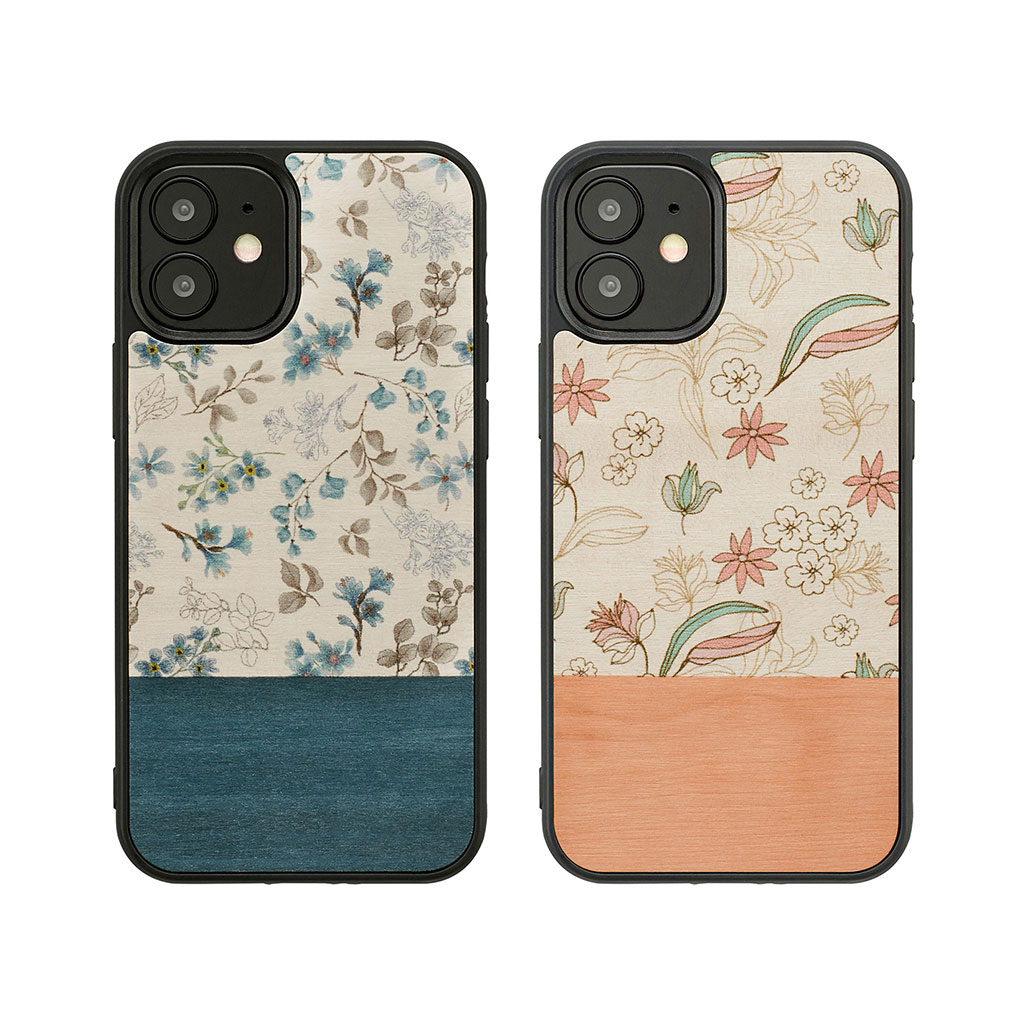 Rakuten - アイフォン 12 ケース mini 木製 Man&Wood 天然木ケース Blue Flower ウッド 背面カバー ハードケース 木 高級 木材 花柄 お花 カントリー風 ナチュラル フラワー ブルー アイフォンケース アイホン カバー おしゃれ メンズ ギフト