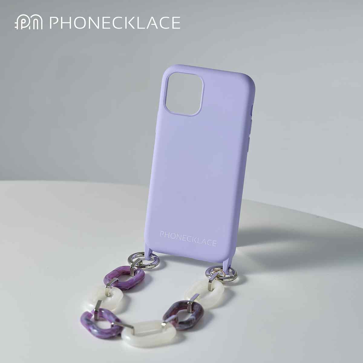樂天商城 - ストラップ＆ケース ハンドチェーンストラップ付き 「ラベンダー」 シリコンケース for iPhone 14 / 13 / 13 Pro / 13 Pro Max PHONECKLACE