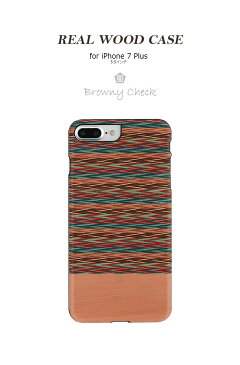 【訳あり アウトレット】iPhone7 Plus 天然木ケース Man & Wood Browny check （マンアンドウッド ブラウニーチェック）アイフォン カバー 木製