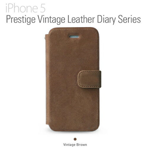 iPhone SEi1j/5s/5 P[X P[X Prestige Vintage Leather Diary Vintage Brown {v Z1399i5