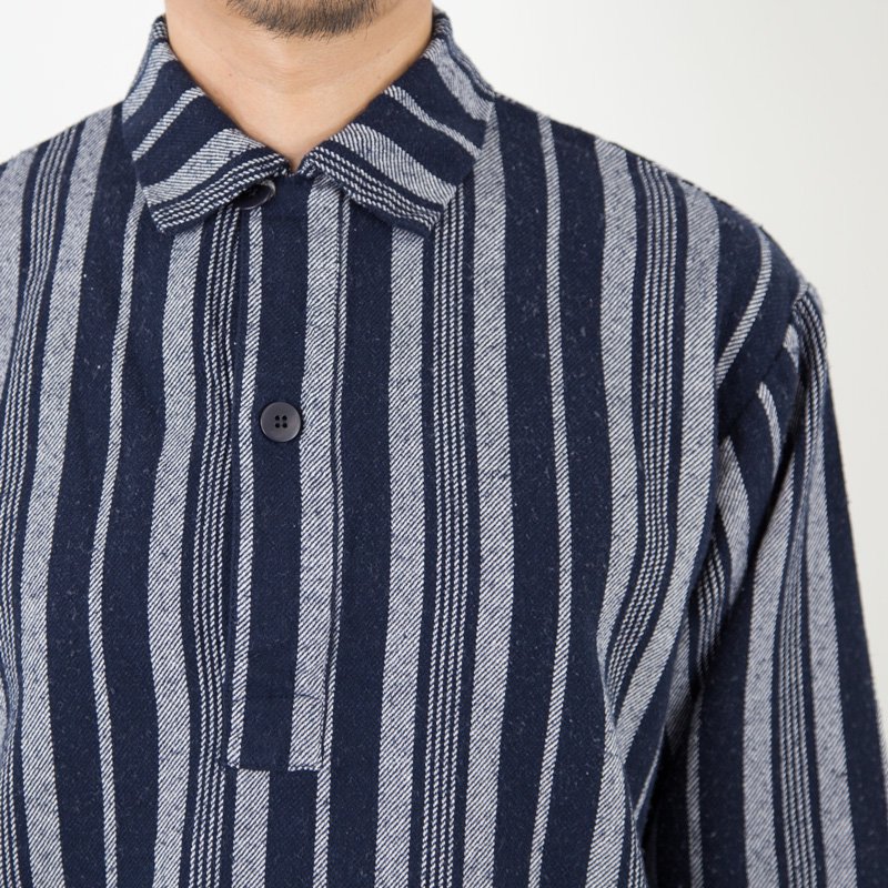 TURN ME ON（ターンミーオン) ルーズシルエットストライプP/Oシャツ(NAVY) (MENS)M/Lサイズ