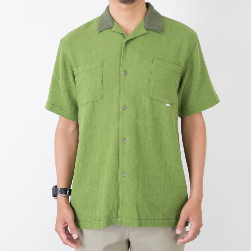 Rakuten - TURN ME ON（ターンミーオン) リネンオープンカラーシャツ(GREEN) (MENS)M/Lサイズ