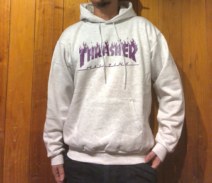 ■ジャクソンマティス（JACKSON MATISSE)×スラッシャー（THRASHER) FLAME LOGO Parka■アッシュグレー■S/M/Lサイズ■送料無料