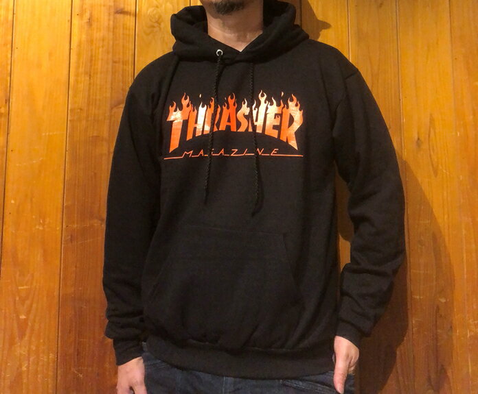 ■ジャクソンマティス（JACKSON MATISSE)×スラッシャー（THRASHER) FLAME LOGO Parka■ブラック■S/M/Lサイズ■送料無料