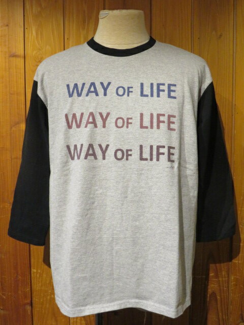 (melple/メイプル) WAY OF LIFE 7分袖TEE■杢グレー×ブラック■（メンズ）M/Lサイズ