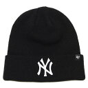 ('47/tH[eB[Zu) L[X f47 jbgX Jtjbg ubN~zCghJS@Yankees f47 Raised Cuff Knit Black~White Logo