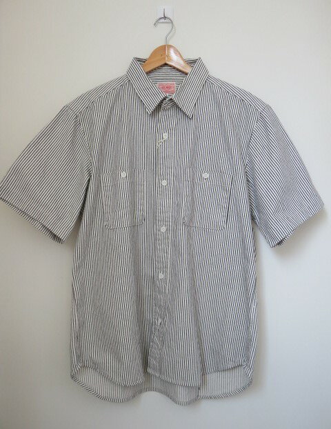 (BIG MIKE/ビッグマイク) ヒッコリー ストライプ 長袖ワークシャツ / WH×NY（メンズ）M/Lサイズ
