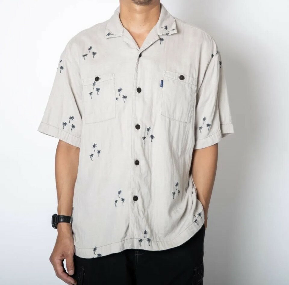 Rakuten - TURN ME ON（ターンミーオン) オリジナル総柄プリントオープンカラーシャツ(GRAY) (MENS)M/Lサイズ