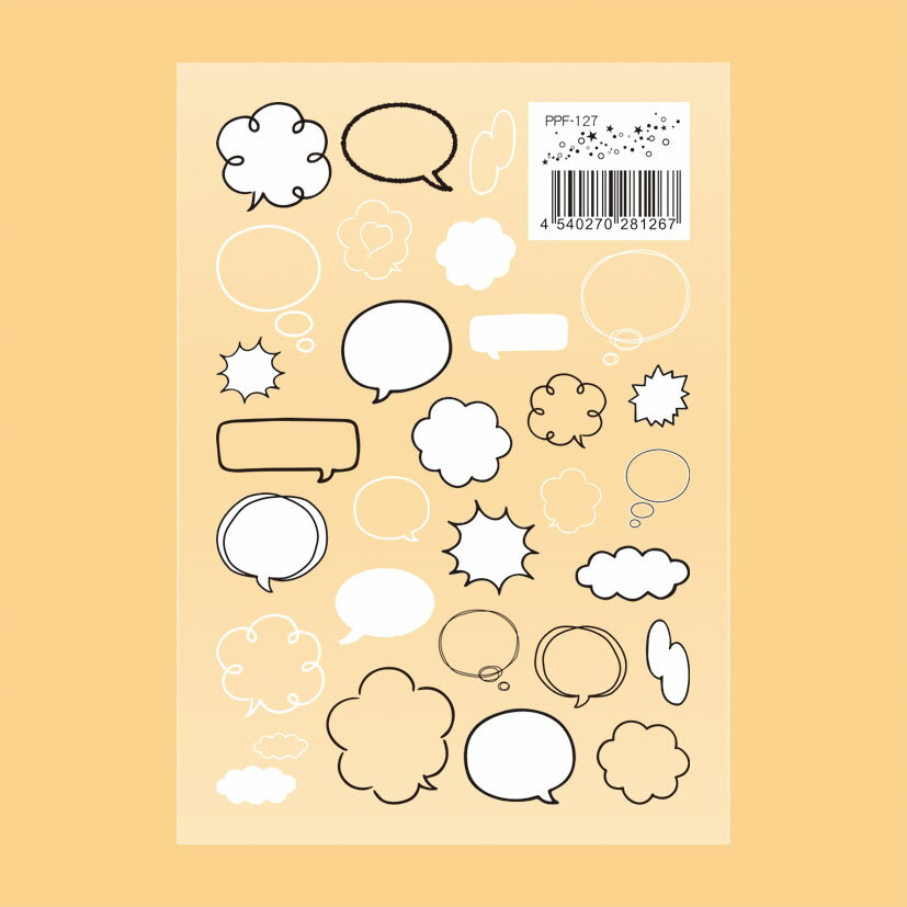ホワイトデザインフィルム ふきだし(モノクロ) PPF-127 メール便/宅配便可
