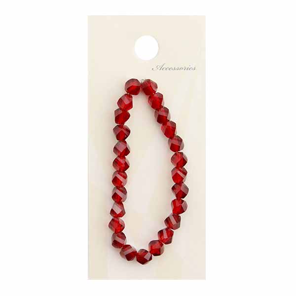 ガラスビーズ ツイスト 6mm レッド BJ-817 メール便/宅配便可