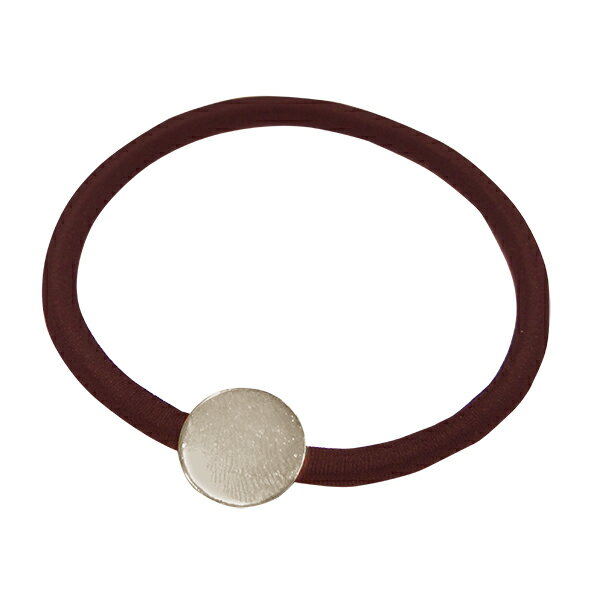 ヘアゴム（皿付、紐：茶、金具：シルバー） BJ-287S メール便/宅配便可